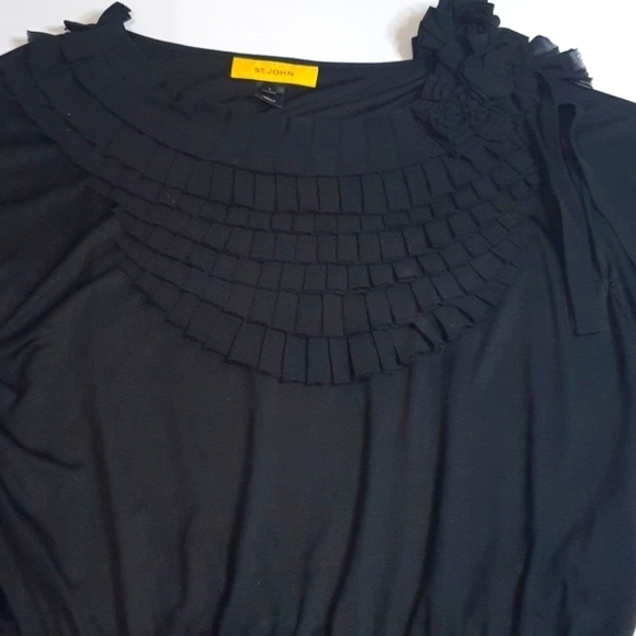 St John  100% Silk Ruffled Floral Detail  bow Silk Top - Picture 6 of 7